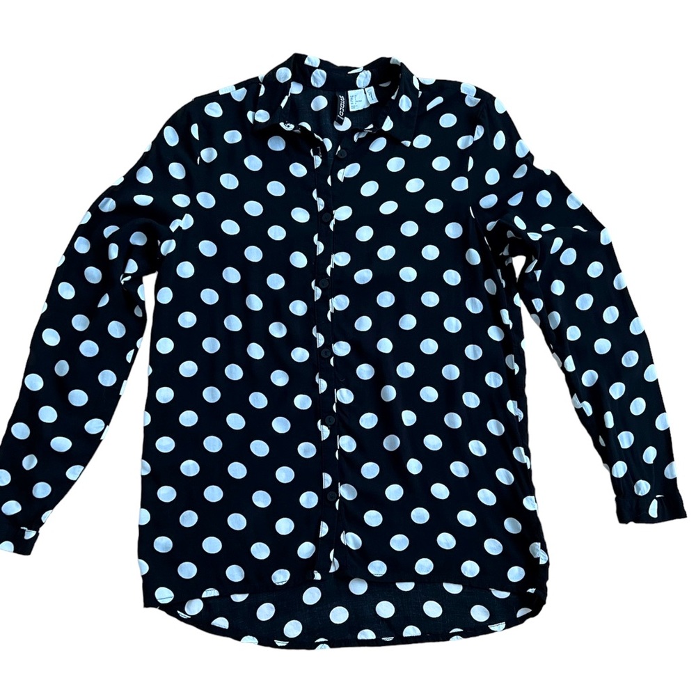 Black & white polka dot button down shirt SIZE 2